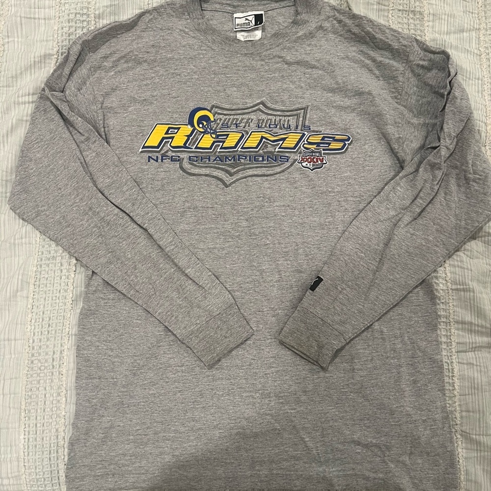 Vintage St. Louis Rams Super Bowl 2000 Champions Long Sleeve T-Shirt Puma Size L